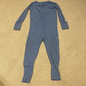 Little Sleepies Heather Blue Ribbed Zippy, 12-18M